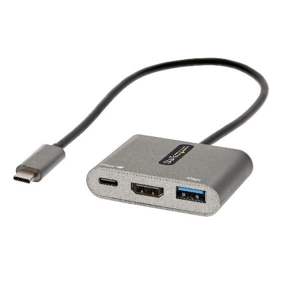 StarTech.com Adattatore multiporta USB C - Convertitore USB-C a HDMI 4K, 100W PD Pass-Through, Hub USB 3.0 Alimentato 5Gbps (1xType-C/1xA) - Mini Dock USB tipo C da Viaggio - DP Alt Mode (CDP2HDUACP2) - Docking station - USB-C / Thunderbolt 3 / Thunderbol