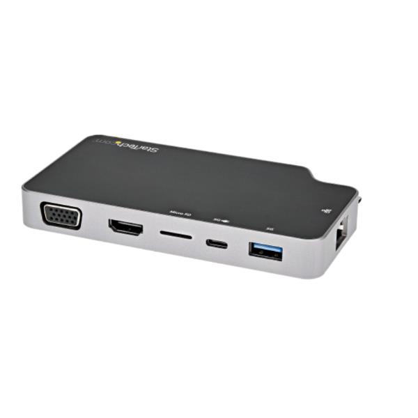 StarTech.com Adattatore Multiporta USB-C - Convertitore USB-C a HDMI 4K o VGA con 100W Power Delivery, 2 porte 10Gbps USB Hub, MicroSD, GbE - Mini dock da viaggio USB 3.1 Gen 2 Type-C  (CDP2HVGUASPD) - Docking station - USB-C 3.1 Gen 2 / Thunderbolt 3 - V