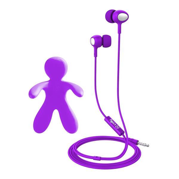 CELLY BUNDLE AURICOLARE STEREO JACK 3.5mm + PROFUMATORE AUTO VIOLA