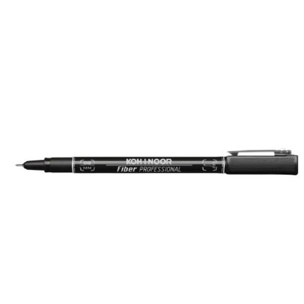 KOH-I-NOOR PROFESSIONAL Fiber - Penna a punta sottile - nero - inchiostro pigmentato - 0.8 mm (pacchetto di 10)