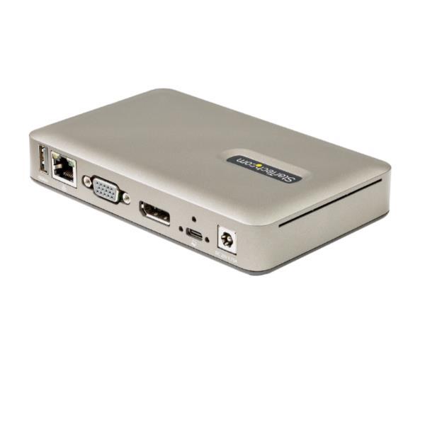 StarTech.com USB C Dock, USB-C to DisplayPort 4K 30Hz or VGA, Mini USB-C Laptop Docking Station with 65W Power Delivery Pass-Through Charging, 4-Port USB 3.1 Gen 1 Hub, GbE - Universal USB Type C Port Replicator (DKM30CHDPDUE) - Docking station - USB-C 3.