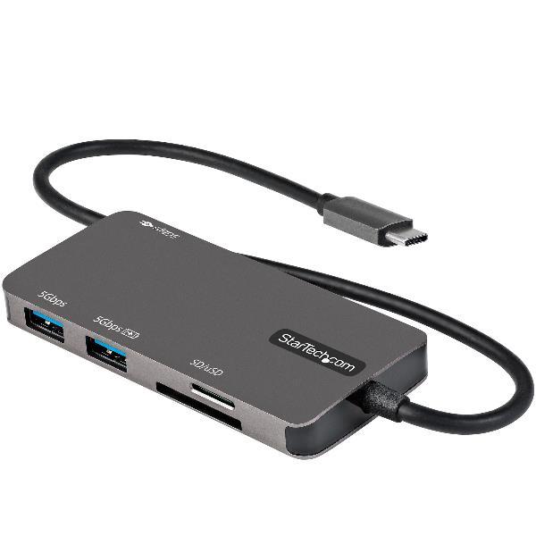 StarTech.com Adattatore multiporta USB C  - Da USB-C a 4K HDMI, 100W Power Delivery Pass-through, slot SD/MicroSD, Hub USB 3.0 a 3 porte - USB Type-C Mini Dock - Cavo integrato da 30cm(DKT30CHSDPD) - Docking station - USB-C / Thunderbolt 3 - HDMI
