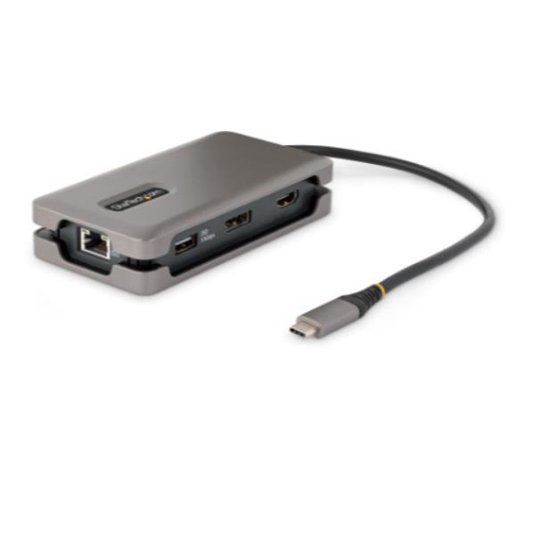 StarTech.com USB-C Multiport Adapter, 4K 60Hz HDMI/DP Video, 3-Port USB Hub, 100W Power Delivery Pass-Through, GbE, USB Type-C Travel Dock w/ Charging, 1ft/30cm Wrap-Around Cable - Mini Laptop Docking Station (DKT31CDHPD3) - Docking station - USB-C - HDMI