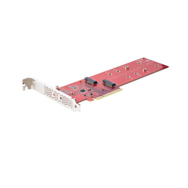 StarTech.com Adattatore PCI Express M.2 NVMe - Scheda Adattatore PCIe 4.0 x8 x16 a Doppio SSD M.2 NVMe or AHCI, 7.8Gbps per disco - Biforcazione richiesta - Compatibile con Windows/Linux, PCIe, M.2, PCIe 4.0, Rosso, 6493014 h, 7,8 Gbit/s
