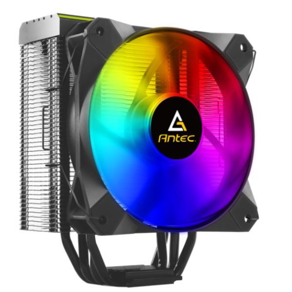 Antec FrigusAir 400 aRGB - Sistema di raffreddamento processore - (per: LGA1156, AM2, AM2+, LGA1366, AM3, LGA1155, AM3+, FM1, FM2, LGA1150, FM2+, LGA2011-3, LGA1151, AM4, LGA2066, LGA1700) - alette in alluminio - 120 mm - nero