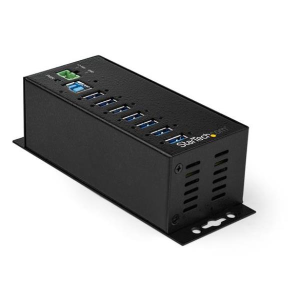 StarTech.com Hub USB 3.0 industriale a 7 porte con adattatore di alimentazione esterno - Protezione ESD e sovratensioni a 350W (HB30A7AME) - Hub - 7 x USB 3.2 Gen 1 - montabile su rail DIN, montaggio a parete - Compatibile TAA - per P/N: ITB20D3250