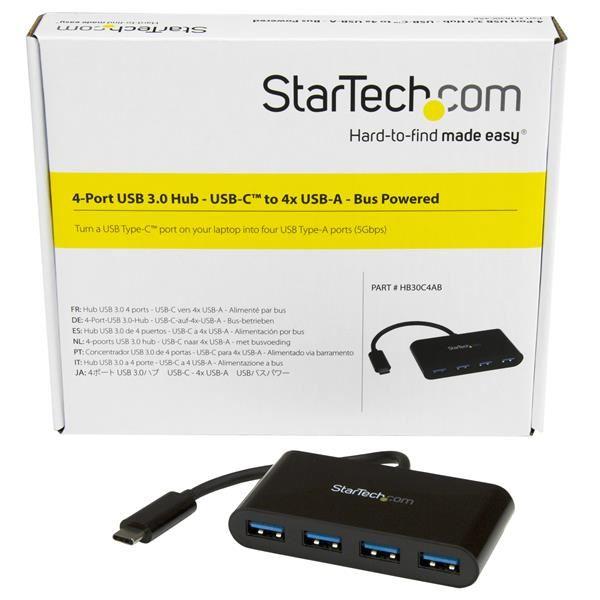 StarTech.com Hub USB 3.0 a 4 porte - USB-C a 4 USB-A - Alimentazione a bus - Hub - 4 x SuperSpeed USB 3.0 - desktop