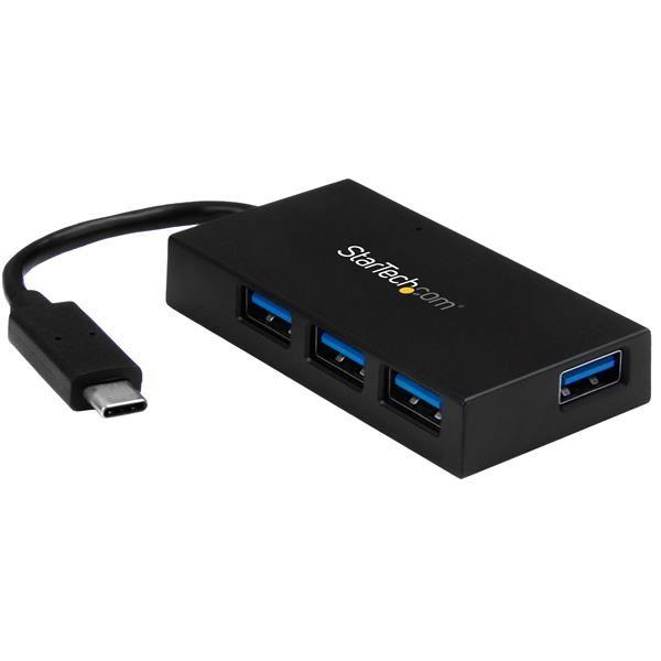 StarTech.com Hub USB 3.0 a 4 porte - Perno e Concentratore USB-C a 4x USB-A - Adattatore di Alimentazione incluso - Hub - 4 x SuperSpeed USB 3.0 - desktop