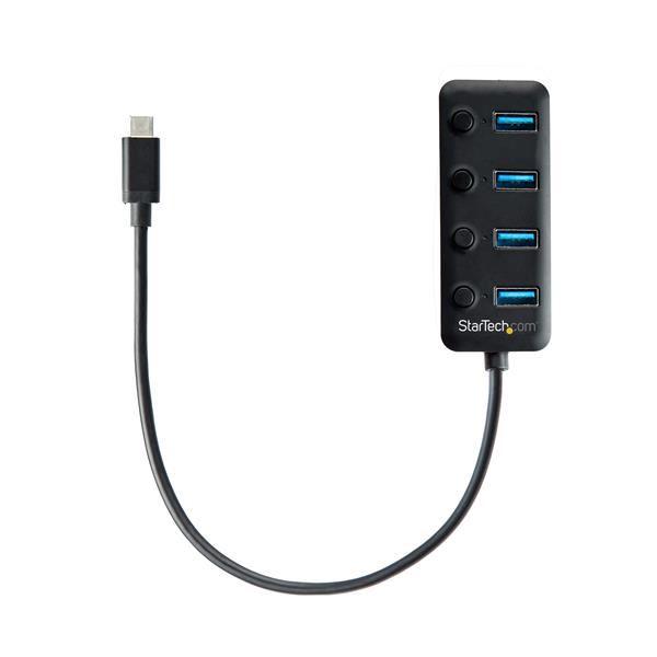 StarTech.com Hub USB-C a 4 porte - 4x USB-A con Swith On/Off Individuale (HB30C4AIB) - Hub - 4 x USB 3.1 Gen 1 - desktop