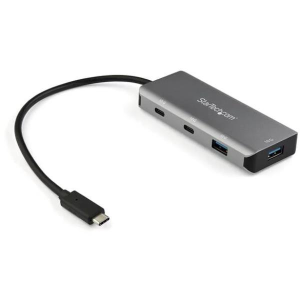 StarTech.com Hub USB-C a 4 porte (10Gbps) con 2x USB-A e 2x USB-C - Cavo Host da 25 cm incorporato  (HB31C2A2CB) - Hub - 2 x USB-C + 2 x USB 3.1 Gen 2 - desktop - per P/N: PEXUSB321C