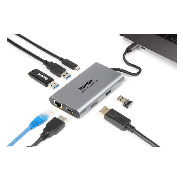 Hamlet PD400D - Docking station - USB-C - 2 x HDMI - GigE