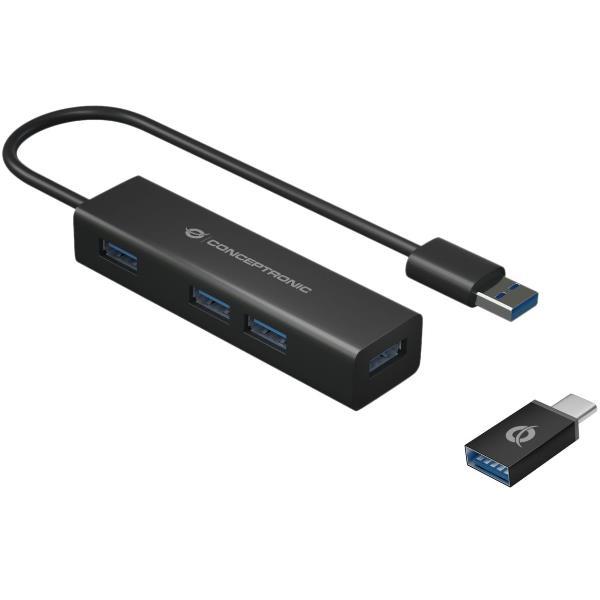 Conceptronic HUBBIES06B - Hub - 4 x SuperSpeed USB 3.0 - desktop