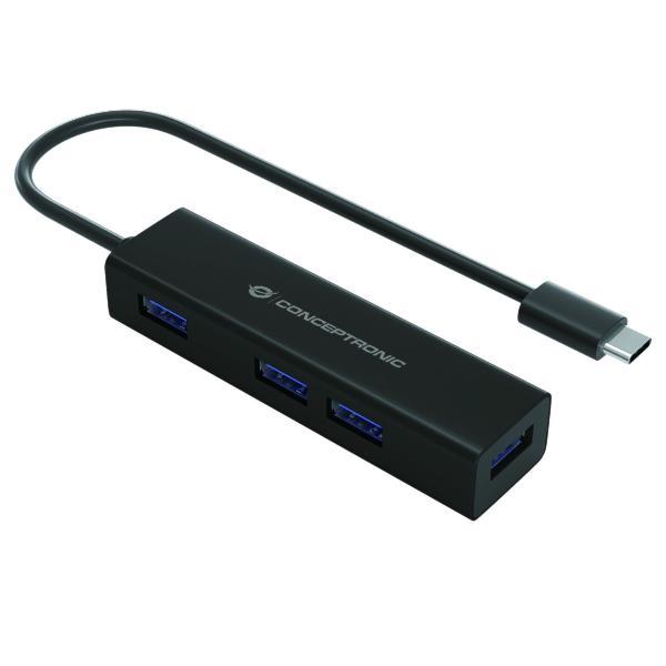 Conceptronic HUBBIES07B - Hub - 4 x SuperSpeed USB 3.0 - desktop