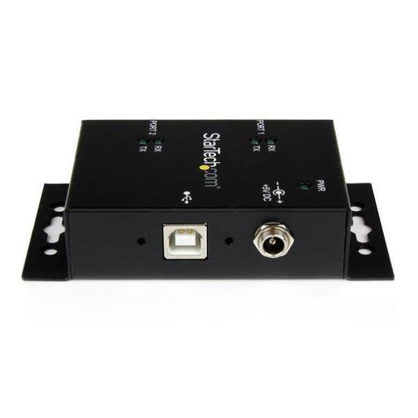 StarTech.com Hub adattatore USB a seriale 2 porte per montaggio a parete con clip per guide DIN (ICUSB2322I) - Scheda seriale - USB 2.0 - RS-232 x 2 - nero