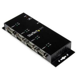 StarTech.com Hub adattatore seriale USB a DB9 RS232 4 porte - Guide DIN industriali e montabile a parete (ICUSB2324I) - Scheda seriale - USB 2.0 - RS-232 x 4 - nero
