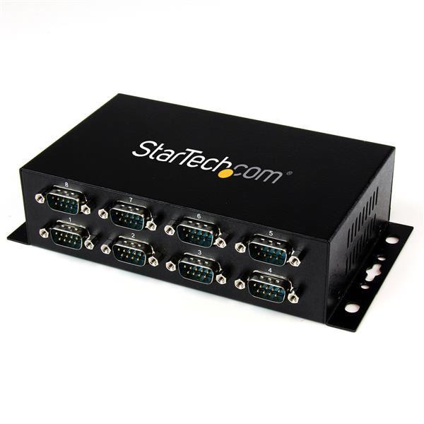 StarTech.com Hub adattatore USB a DB9 RS232 seriale 8 porte - Guide DIN industriali DIN e montabile a parete - Scheda seriale - USB 2.0 - RS-232 x 8 - nero