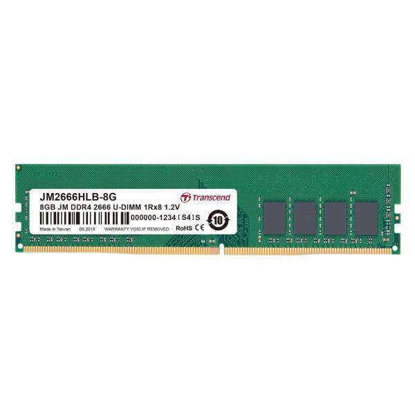 Transcend JetRAM - DDR4 - modulo - 8 GB - DIMM 288-PIN - 2666 MHz / PC4-21300 - CL19 - 1.2 V - senza buffer - non ECC