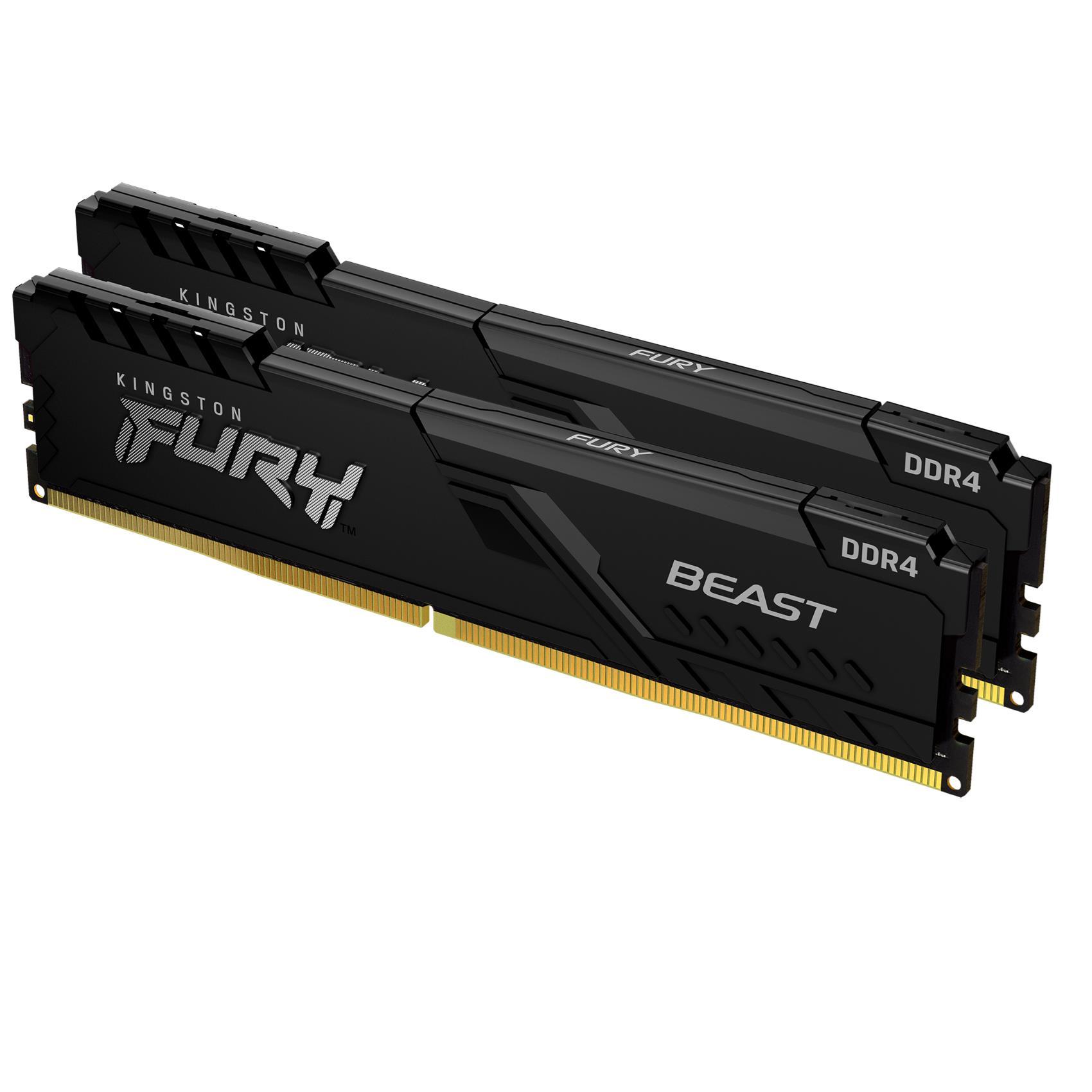 Kingston FURY Beast - DDR4 - kit - 64 GB: 2 x 32 GB - DIMM 288-PIN - 3200 MHz / PC4-25600 - CL16 - 1.35 V - senza buffer - non ECC - nero