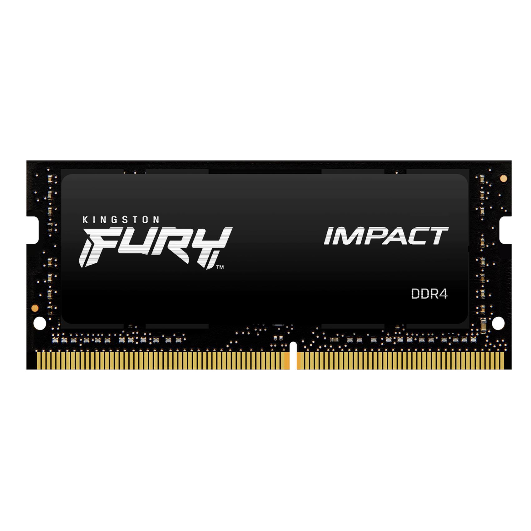 Kingston FURY Impact - DDR4 - modulo - 16 GB - SO DIMM 260-pin - 3200 MHz / PC4-25600 - CL20 - 1.2 V - senza buffer - non ECC - nero
