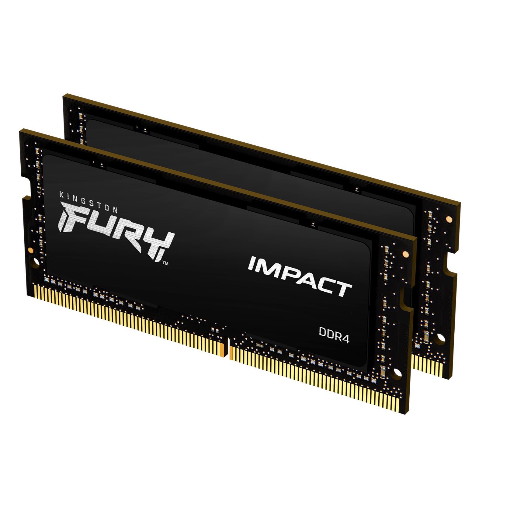 Kingston FURY Impact - DDR4 - kit - 32 GB: 2 x 16 GB - SO DIMM 260-pin - 3200 MHz / PC4-25600 - CL20 - 1.2 V - senza buffer - non ECC - nero