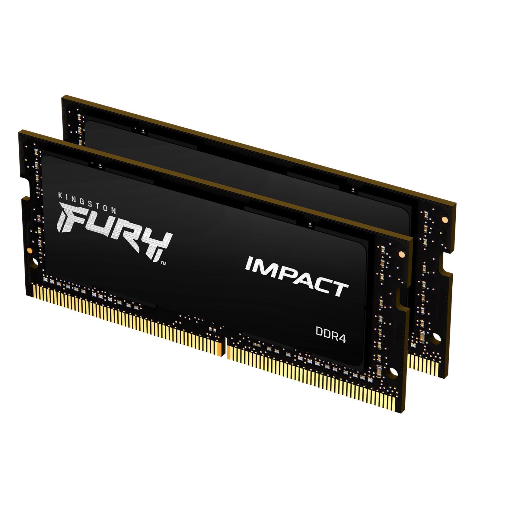 Kingston FURY Impact - DDR4 - kit - 64 GB: 2 x 32 GB - SO DIMM 260-pin - 3200 MHz / PC4-25600 - CL20 - 1.2 V - senza buffer - non ECC - nero