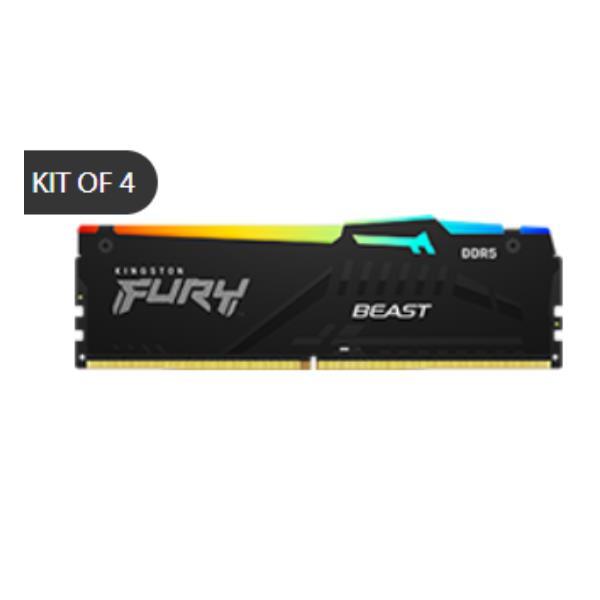 Kingston FURY Beast - DDR5 - kit - 128 GB: 4 x 32 GB - DIMM 288-PIN - 5200 MHz / PC5-41600 - CL40 - 1.25 V - on-die ECC