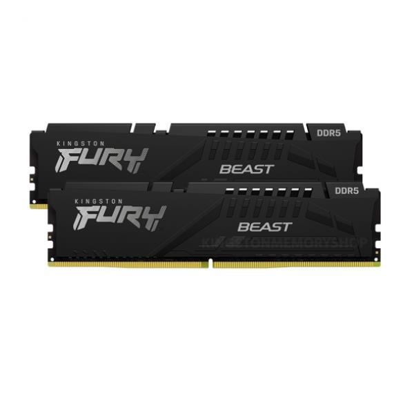 Kingston FURY Beast - DDR5 - kit - 64 GB: 2 x 32 GB - DIMM 288-PIN - 5200 MHz / PC5-41600 - CL38 - 1.25 V - senza buffer - on-die ECC
