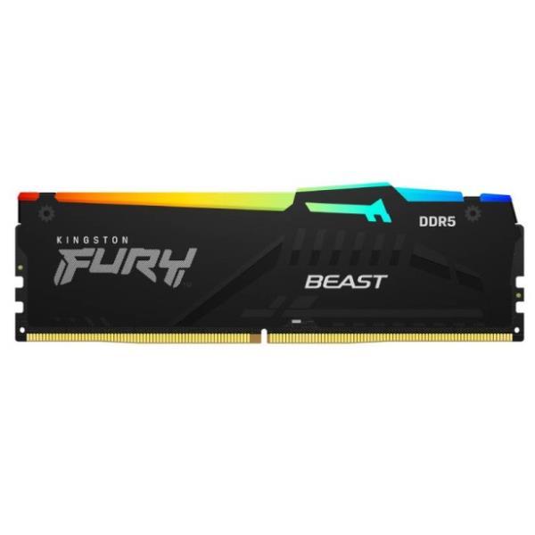 Kingston FURY Beast RGB - DDR5 - modulo - 32 GB - DIMM 288-PIN - 6000 MHz / PC5-48000 - CL36 - 1.35 V - senza buffer - on-die ECC - nero