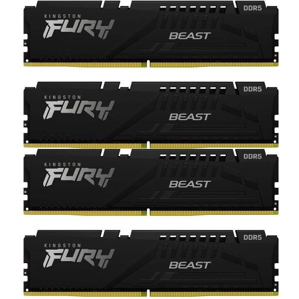 Kingston FURY Beast - DDR5 - kit - 64 GB: 4 x 16 GB - DIMM 288-PIN - 6000 MHz / PC5-48000 - CL40 - 1.35 V - senza buffer - on-die ECC - nero