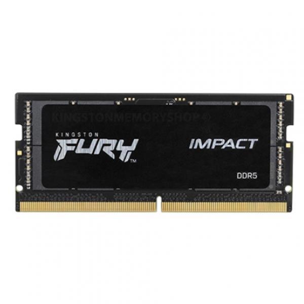 Kingston FURY Impact - DDR5 - modulo - 16 GB - SO DIMM 262-pin - 6400 MHz / PC5-51200 - CL38 - 1.35 V - senza buffer - on-die ECC - nero
