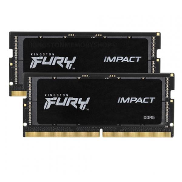 Kingston FURY Impact - DDR5 - kit - 32 GB: 2 x 16 GB - SO DIMM 262-pin - 6400 MHz / PC5-51200 - CL38 - 1.35 V - on-die ECC