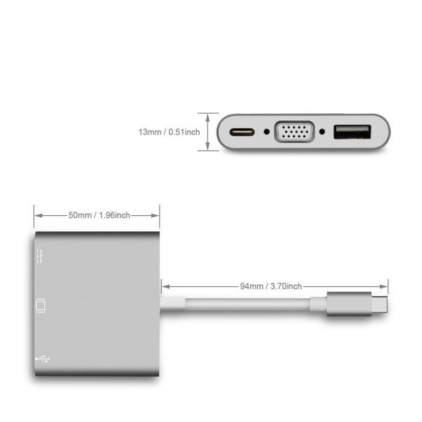 NILOX NLX-TC-VGAUSBTC MINI DOCKING STATION DA USB-C A USB-A 3.0 VGA USB-C 3.1 SILVER