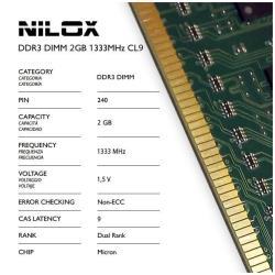 NILOX NXD21333M1C9 MEMORIA RAM 2GB 1333MHz TIPOLOGIA DIMM TECNOLOGIA DDR3