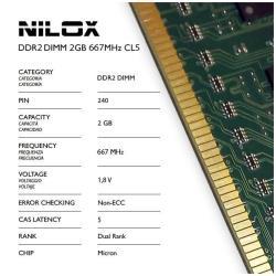 NILOX NXD2667M1C5 MEMORIA RAM 2GB 667MHZ TIPOLOGIA DIMM TECNOLOGIA DDR2