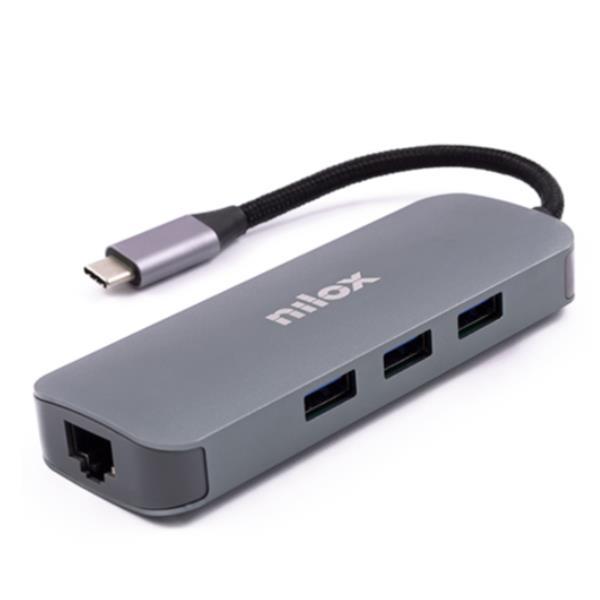 Nilox - Docking station - USB-C - VGA, 2 x HDMI - GigE