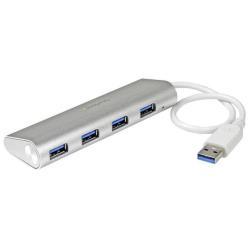 StarTech.com Hub USB 3.0 a 4 porte compatto e portatile con cavo integrato - Hub USB in alluminio perfetta per MacBook - Argento - Hub - 4 x SuperSpeed USB 3.0