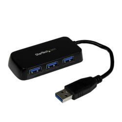 StarTech.com Hub Mini USB 3.0 SuperSpeed a 4 porte portatile - Nero - Hub - 4 x SuperSpeed USB 3.0 - desktop - per P/N: FCREADMICRO3, MSDREADU3CA, USB3S2ESATA3