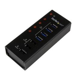 StarTech.com Hub USB 3.0 alimentato a 4 porte con 3 porte di ricarica USB dedicate (2 x 1A e 1 x 2A) - Box esterno in metallo per montaggio a parete - Hub - 4 x SuperSpeed USB 3.0 - desktop - per P/N: PEXUSB3S3GE, SVA12M5NA, USB312SAT3CB, USB315CB2M, USBL