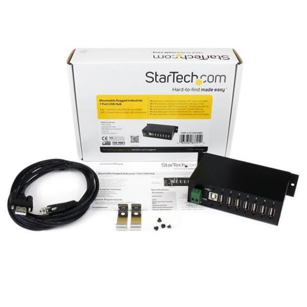StarTech.com Hub USB industriale a 7 porte, predisposto per il montaggio - Hub - 7 x USB 2.0 - montabile su rail DIN - alimentazione CC - per P/N: ITB20D3250, MSDREADU2OTG, USB2HAB15, USB2HAB30AC, USB2HAB50AC, USB2HABM1, USB2HABM6RA