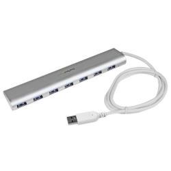 StarTech.com Hub USB 3.0 a 7 porte compatto con cavo integrato - Hub USB in alluminio perfetta per MacBook - Argento - Switch condivisione periferiche USB - 7 x SuperSpeed USB 3.0 - desktop