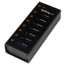 StarTech.com HUB USB SuperSpeed 3.0 a 7 porte - Perno e concentratore USB 3.0 ultra veloce a 5 GBps con alimentazione esterna - Nero - Hub - 7 x SuperSpeed USB 3.0 - desktop, montaggio a parete - per P/N: BNDTBUSB3142, PEXUS313AC2V, PEXUSB311A1E, PEXUSB31