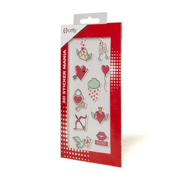 CELLY STICKERS 3D 10 TEEN HEARTS MULTICOLORE