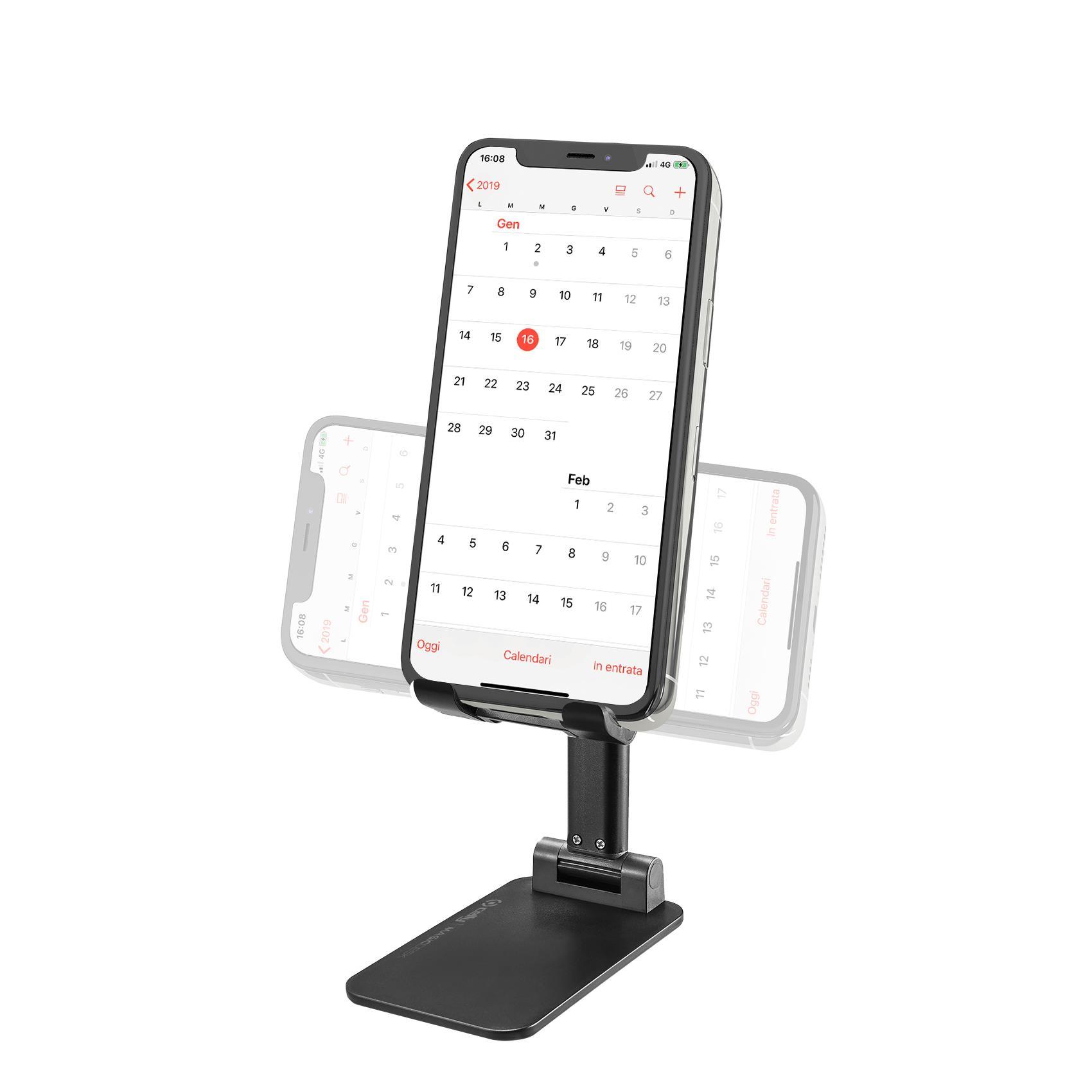 CELLY SUPPORTO UNIVERSALE DA TAVOLO UNIVERSALE PER SMARTPHONE E TABLET FINO A 10.5" NERO