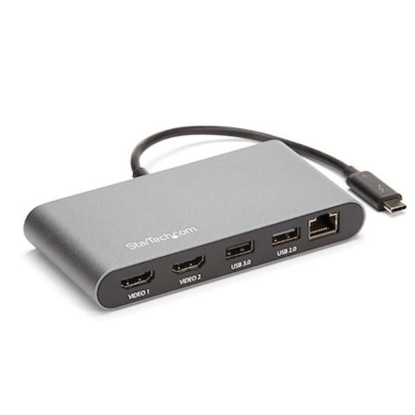 StarTech.com Thunderbolt 3 Mini Dock - TB3 Docking Station per 2 monitor HDMI 4K 60Hz - 2x USB-A (3.2/2.0), GbE - Mac/Windows (TB3DKM2HDL) - Docking station - Thunderbolt 3 - 2 x HDMI - GigE