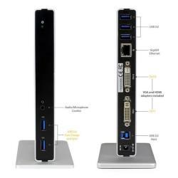 StarTech.com Docking Station Universale USB 3.0 a doppia uscita DVI Gigabit Ethernet - Replicatore di Porte con adattatori HDMI/ VGA - Mac & Windows - Docking station - USB - DVI - GigE - per P/N: ARMBARDUO, ARMDUAL, ARMDUAL30, ARMSLIMDUO, TB33A1C