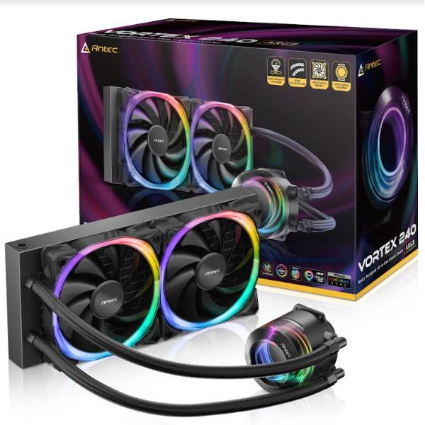 ANTEC VORTEX 240 ALL-IN-ONE ARGB DISSIPATORE A LIQUIDO PER CPU INTEL E AMD SOCKET 2xVENTOLE 120MM VLACK