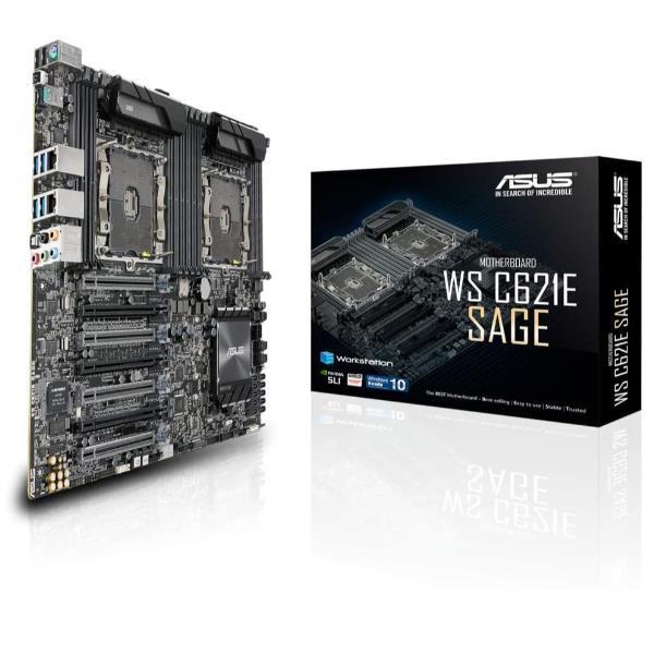ASUS WS C621E SAGE (BMC) - Scheda madre - SSI EEB - Socket P - 2 CPU supportate - C621 Chipset - USB 3.1 Gen 1, USB-C Gen2, USB 3.1 Gen 2 - 2 x Gigabit LAN - scheda grafica onboard - HD Audio (8 canali)