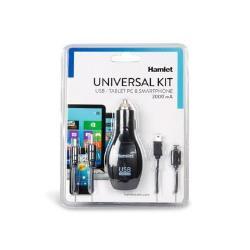 Hamlet Universal Kit - Adattatore alimentazione per auto - 2000 mA (USB) - sul cavo: Micro-USB