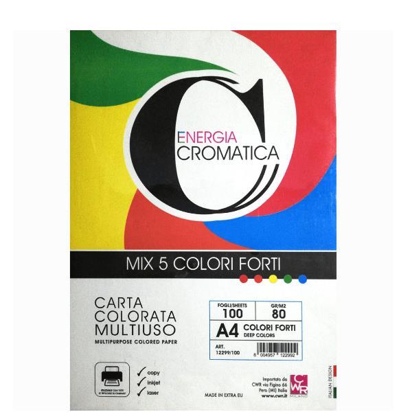 CWR CARTA CROMATICA MULTIUSO A4 80GR COLORI FORTI ASSORTITI CONF 100 Pz.