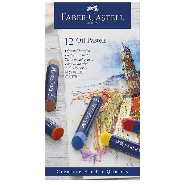 Faber-Castell Creative Studio - Pastello - pastello a olio - per legno, cartone - colori assortiti (pacchetto di 12)